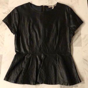 Faux Leather Peplum Top
